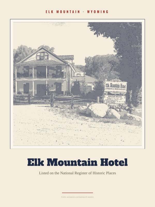 Elk Mountain Elk Mountain Hotel Landmark Print artwork detail