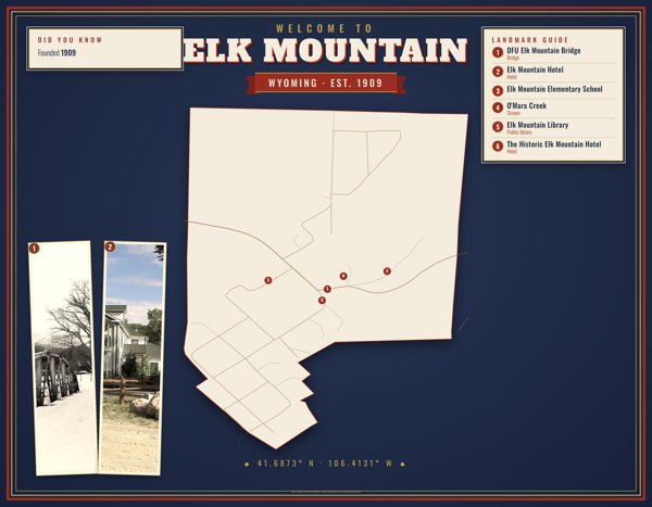 Elk Mountain Map Placemat artwork detail