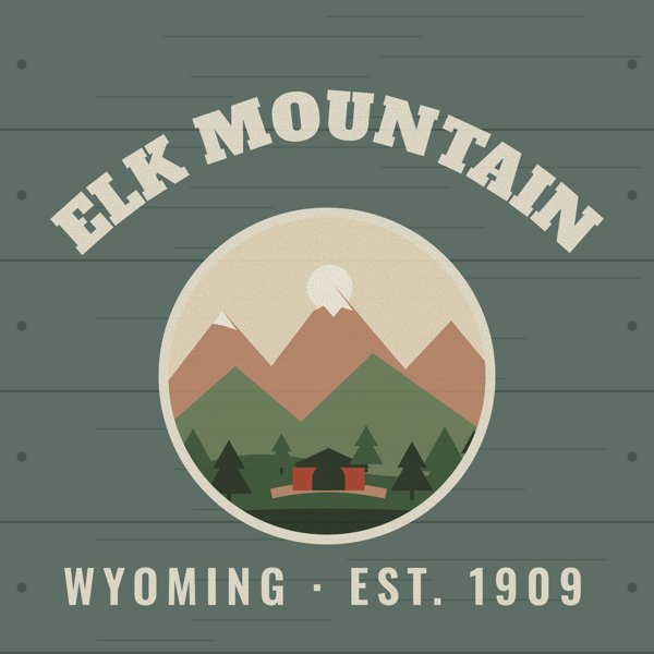 Elk Mountain Hometown Wood Sign artwork detail