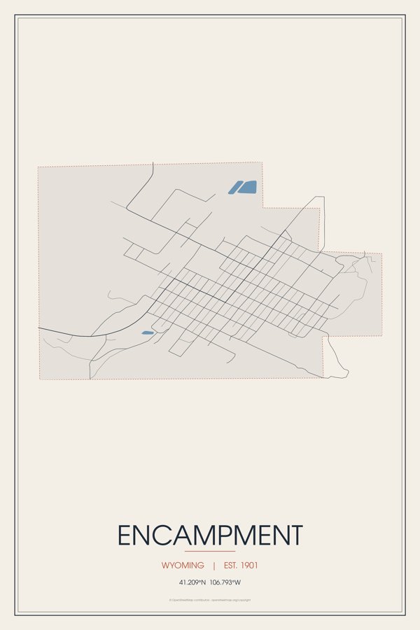 Encampment Street Map Poster · Linen artwork detail