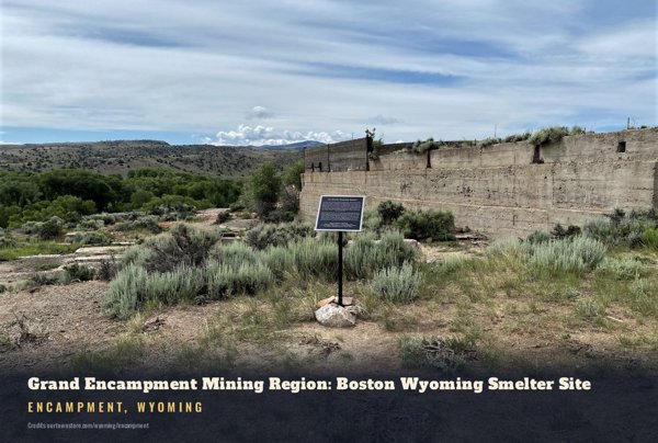 Encampment Grand Encampment Mining Region: Boston Wyoming Smelter Site Postcard artwork detail