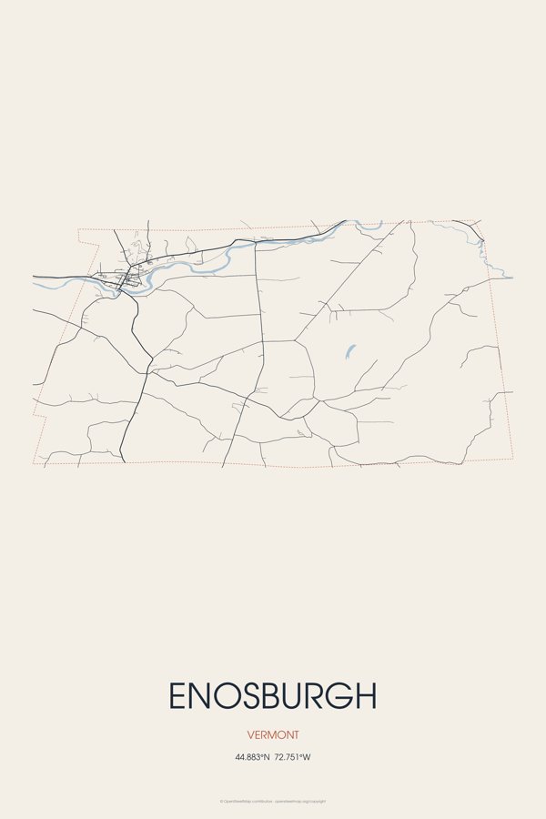 Enosburgh Street Map Poster · Linen artwork detail