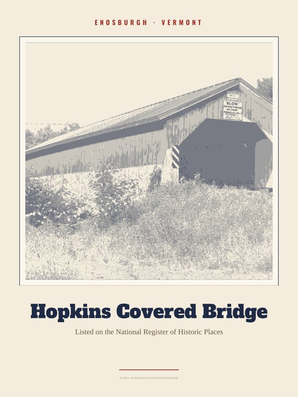 Enosburgh Hopkins Covered Bridge Landmark Print artwork detail