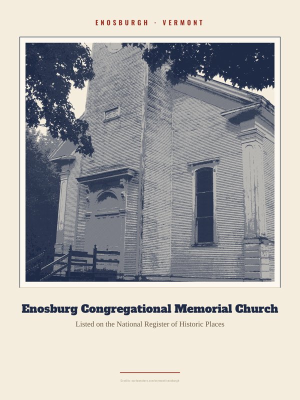 Enosburgh Enosburg Congregational Memorial Church Landmark Print artwork detail
