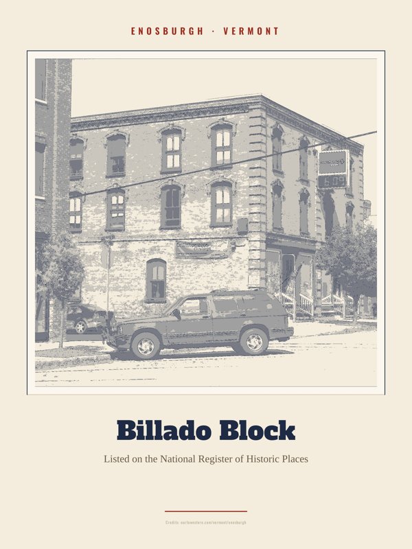 Enosburgh Billado Block Landmark Print artwork detail