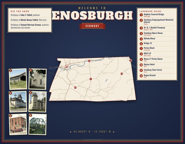 Enosburgh Map Placemat artwork detail