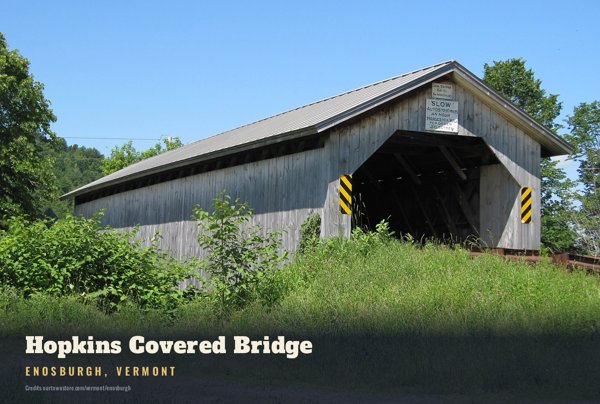 Enosburgh Hopkins Covered Bridge Postcard artwork detail