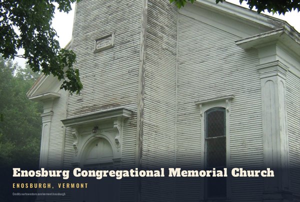 Enosburgh Enosburg Congregational Memorial Church Postcard artwork detail