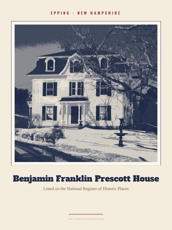 Epping Benjamin Franklin Prescott House Landmark Print artwork detail
