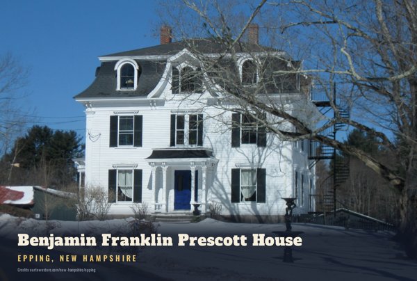 Epping Benjamin Franklin Prescott House Postcard artwork detail