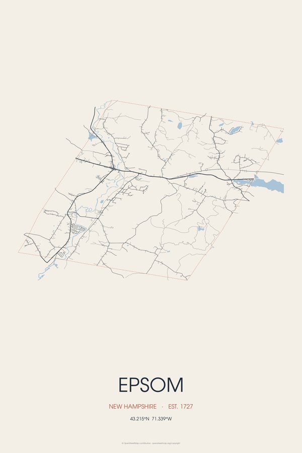 Epsom Street Map Poster · Linen artwork detail