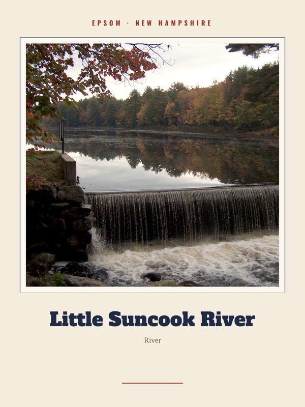 Epsom Little Suncook River Landmark Print artwork detail