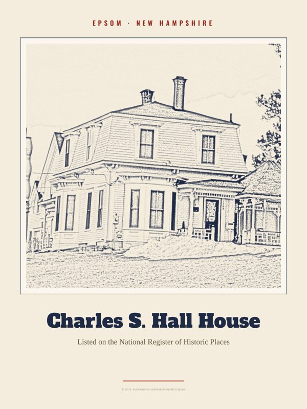 Epsom Charles S. Hall House Landmark Print artwork detail