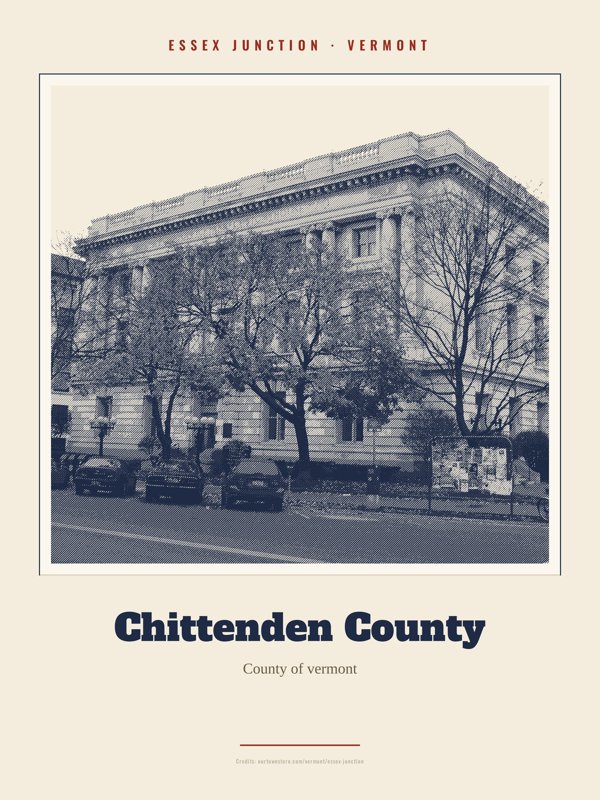 Essex Junction Chittenden County Landmark Print artwork detail