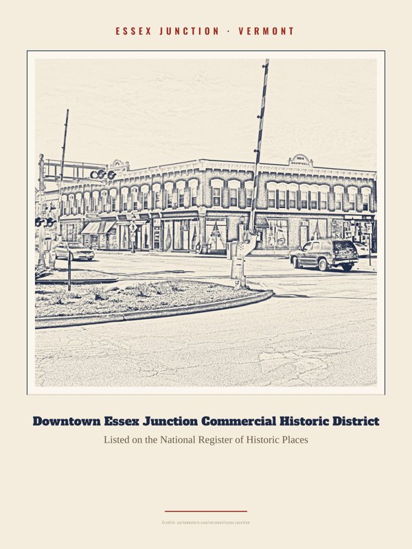 Essex Junction Downtown Essex Junction Commercial Historic District Landmark Print artwork detail