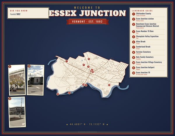 Essex Junction Map Placemat artwork detail
