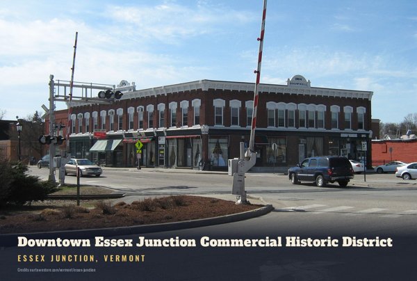 Essex Junction Downtown Essex Junction Commercial Historic District Postcard artwork detail