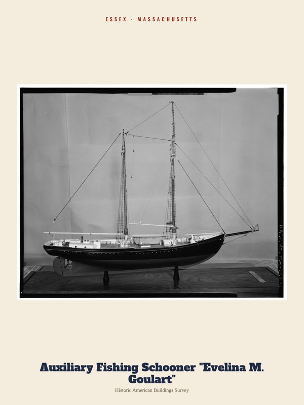 Essex Auxiliary Fishing Schooner "Evelina M. Goulart" Archive Print artwork detail