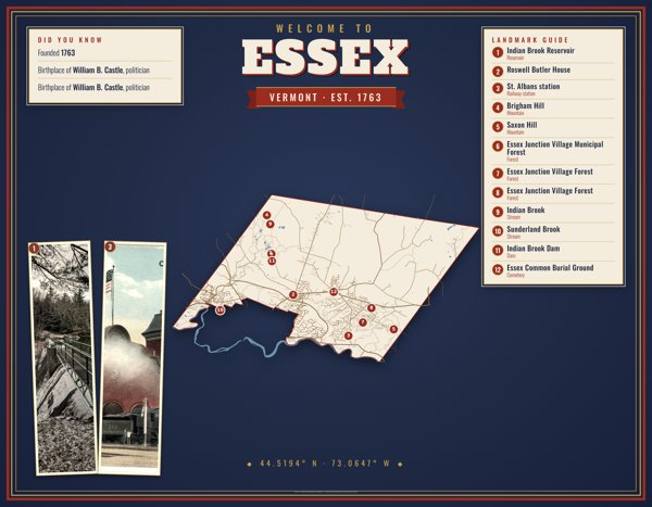 Essex Map Placemat artwork detail