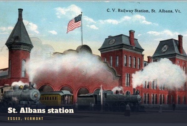 Essex St. Albans station Postcard artwork detail