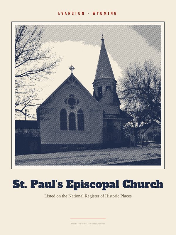 Evanston St. Paul's Episcopal Church Landmark Print artwork detail