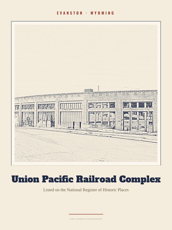 Evanston Union Pacific Railroad Complex Landmark Print artwork detail