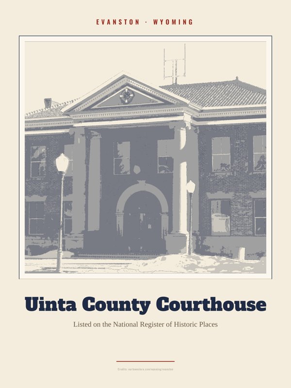 Evanston Uinta County Courthouse Landmark Print artwork detail