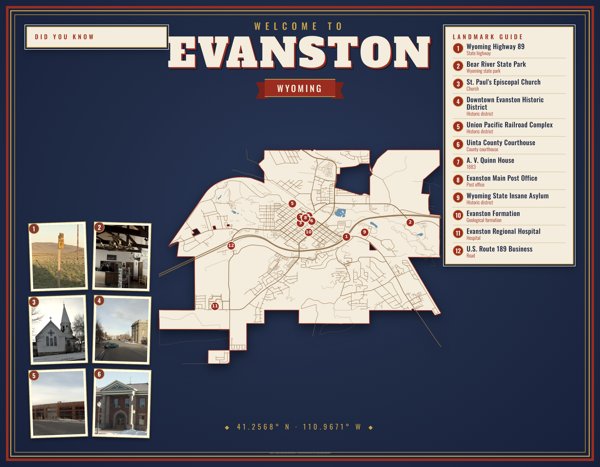 Evanston Map Placemat artwork detail