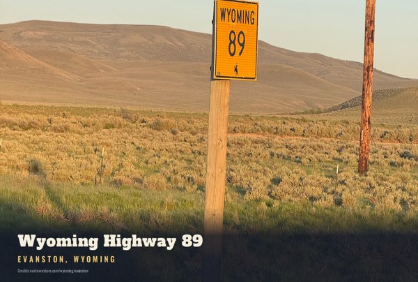 Evanston Wyoming Highway 89 Postcard artwork detail