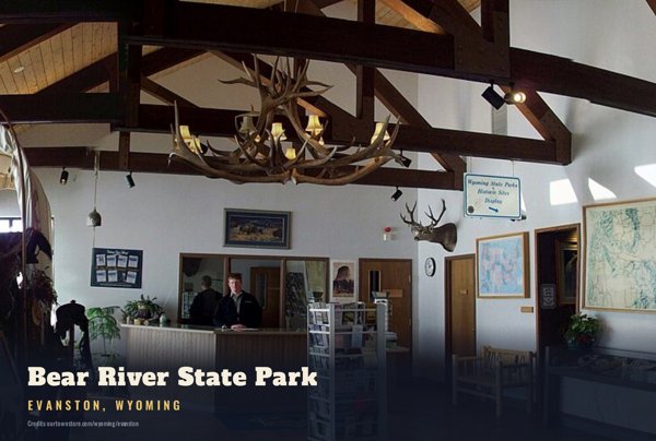 Evanston Bear River State Park Postcard artwork detail
