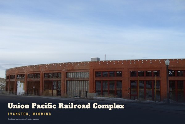 Evanston Union Pacific Railroad Complex Postcard artwork detail