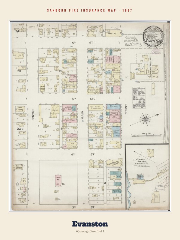 Evanston Sanborn Map Print artwork detail