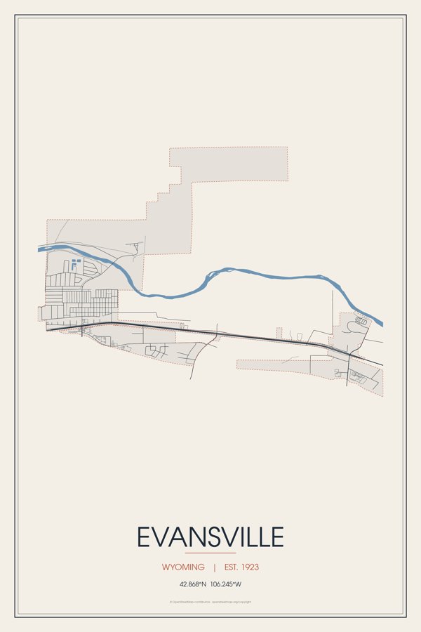 Evansville Street Map Poster · Linen artwork detail
