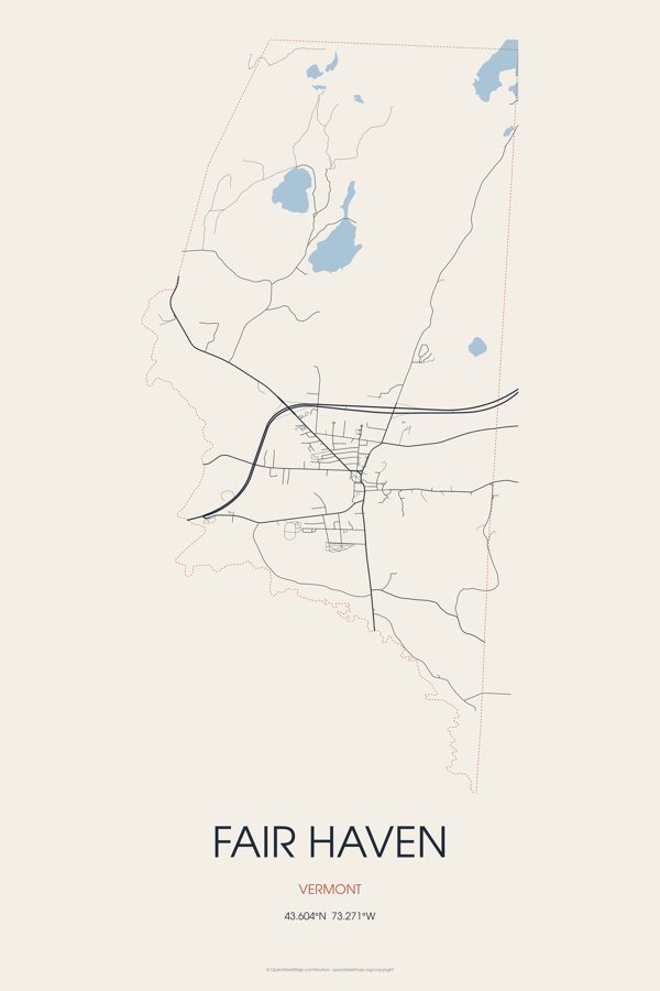 Fair Haven Street Map Poster · Linen artwork detail