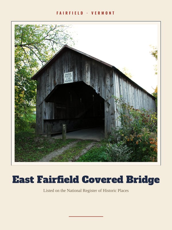 Fairfield East Fairfield Covered Bridge Landmark Print artwork detail