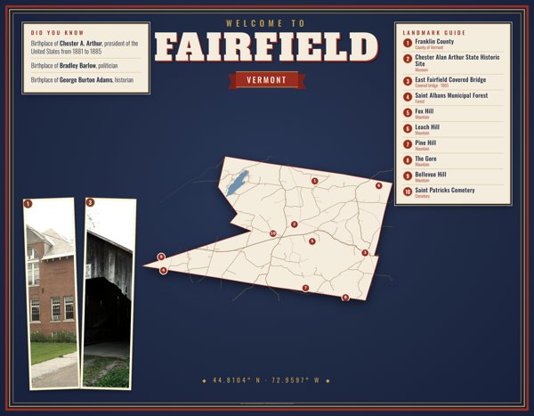 Fairfield Map Placemat artwork detail