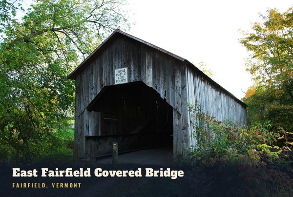 Fairfield East Fairfield Covered Bridge Postcard artwork detail