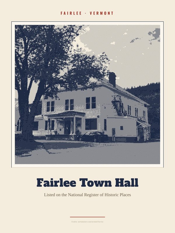 Fairlee Fairlee Town Hall Landmark Print artwork detail