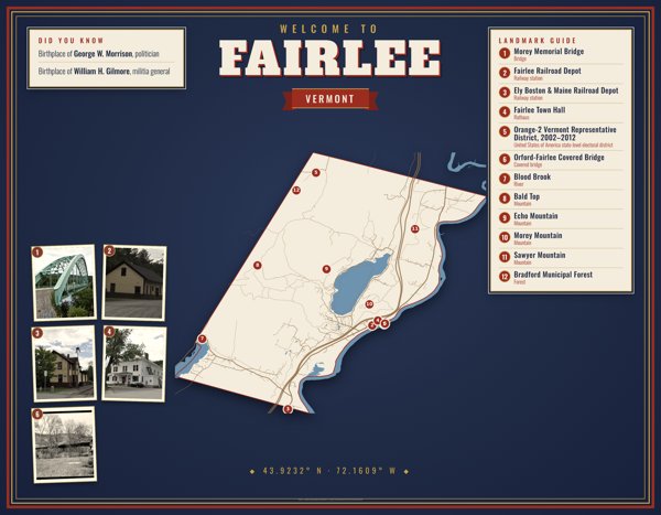 Fairlee Map Placemat artwork detail