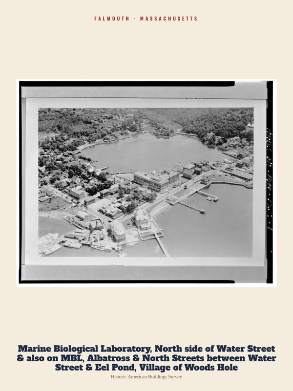 Falmouth Marine Biological Laboratory, North side of Water Street & also on MBL, Albatross & North Streets between Water Street & Eel Pond, Village of Woods Hole Archive Print artwork detail