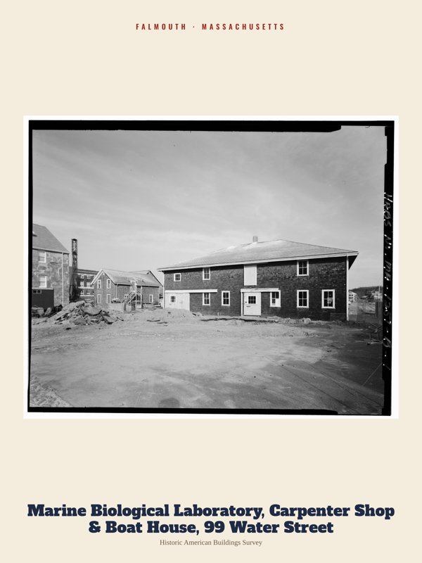 Falmouth Marine Biological Laboratory, Carpenter Shop & Boat House, 99 Water Street Archive Print artwork detail