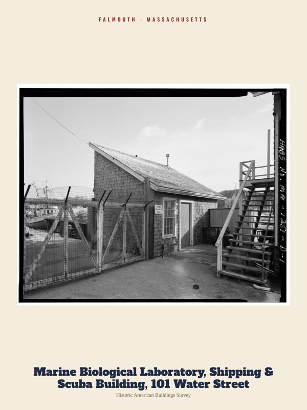 Falmouth Marine Biological Laboratory, Shipping & Scuba Building, 101 Water Street Archive Print artwork detail