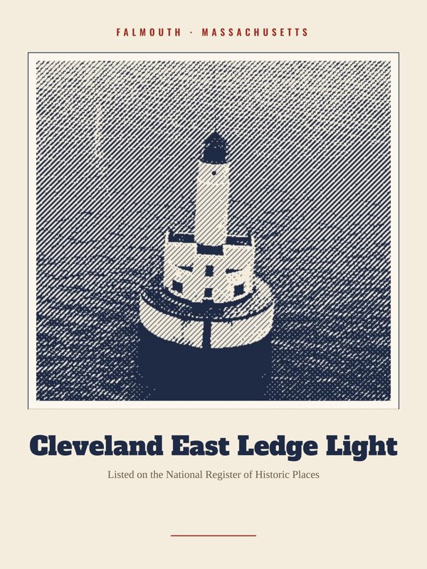 Falmouth Cleveland East Ledge Light Landmark Print artwork detail