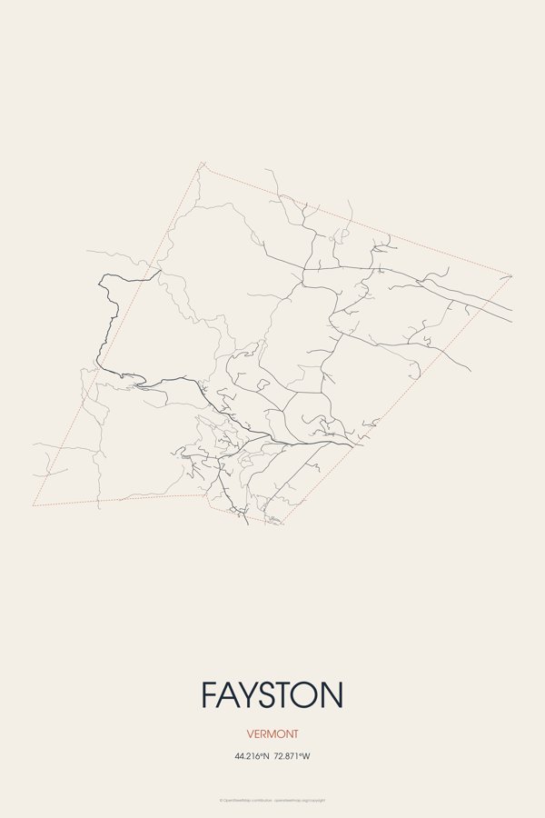 Fayston Street Map Poster · Linen artwork detail