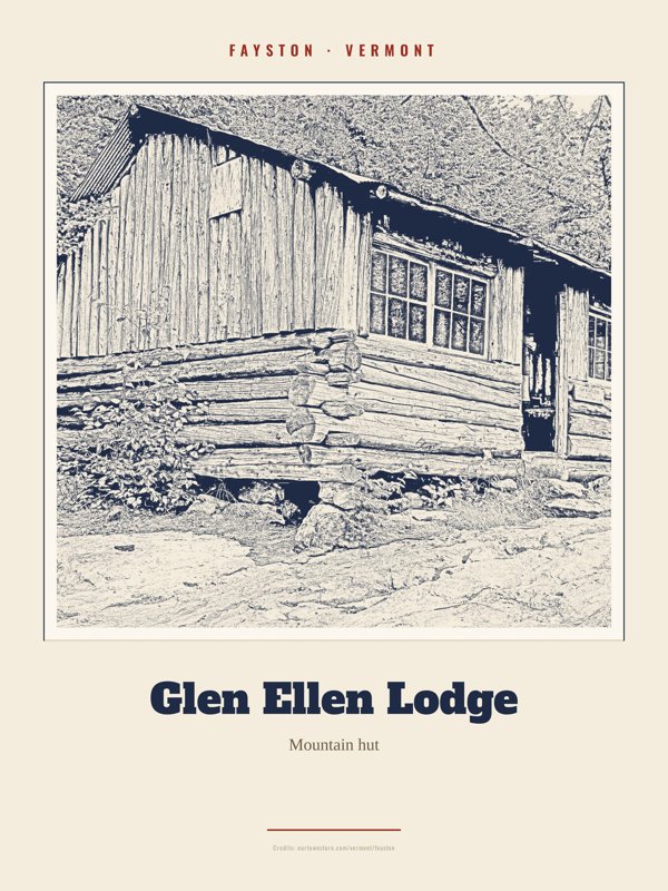 Fayston Glen Ellen Lodge Landmark Print artwork detail