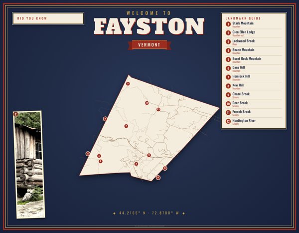 Fayston Map Placemat artwork detail