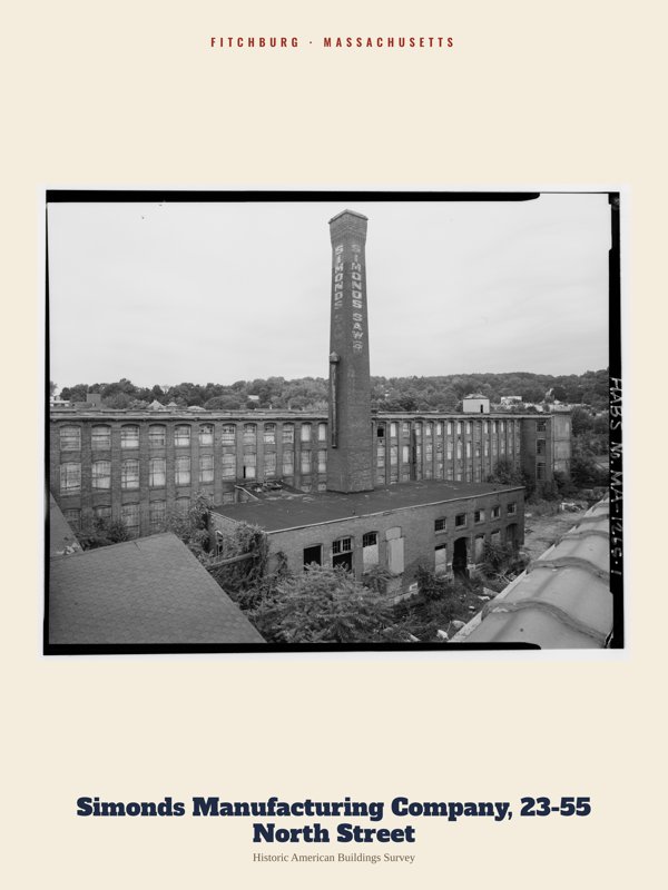Fitchburg Simonds Manufacturing Company, 23-55 North Street Archive Print artwork detail