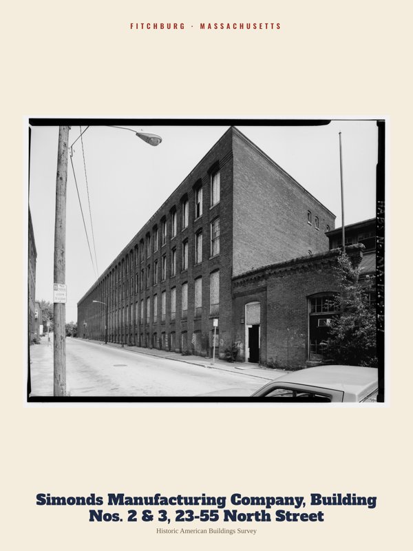 Fitchburg Simonds Manufacturing Company, Building Nos. 2 & 3, 23-55 North Street Archive Print artwork detail