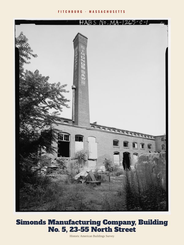 Fitchburg Simonds Manufacturing Company, Building No. 5, 23-55 North Street Archive Print artwork detail