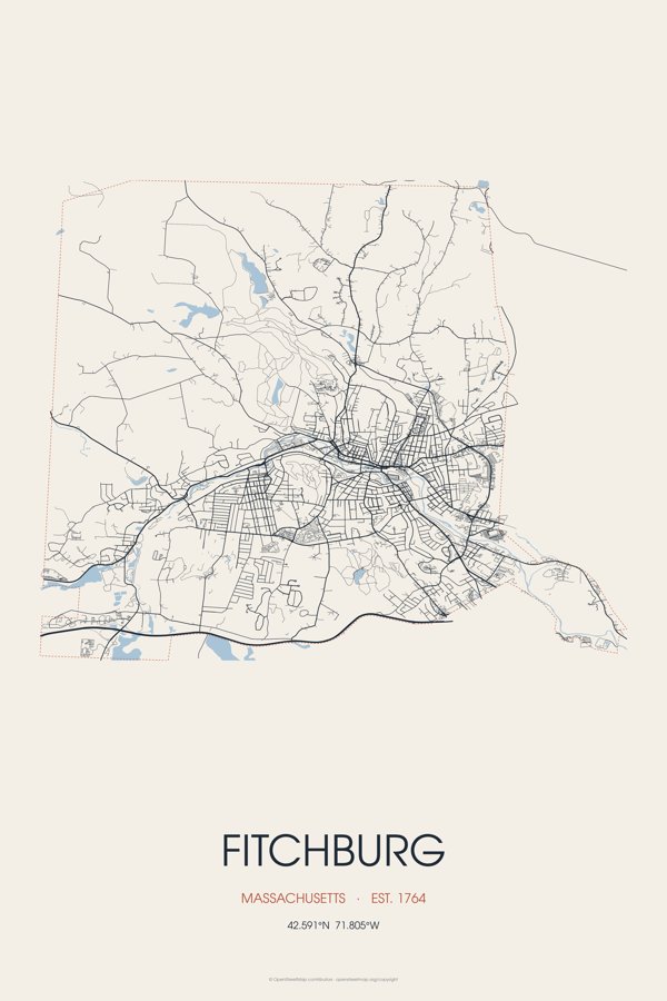 Fitchburg Street Map Poster · Linen artwork detail